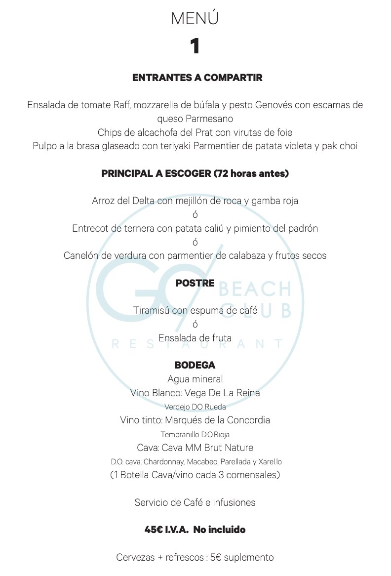 carta go beach club barcelona